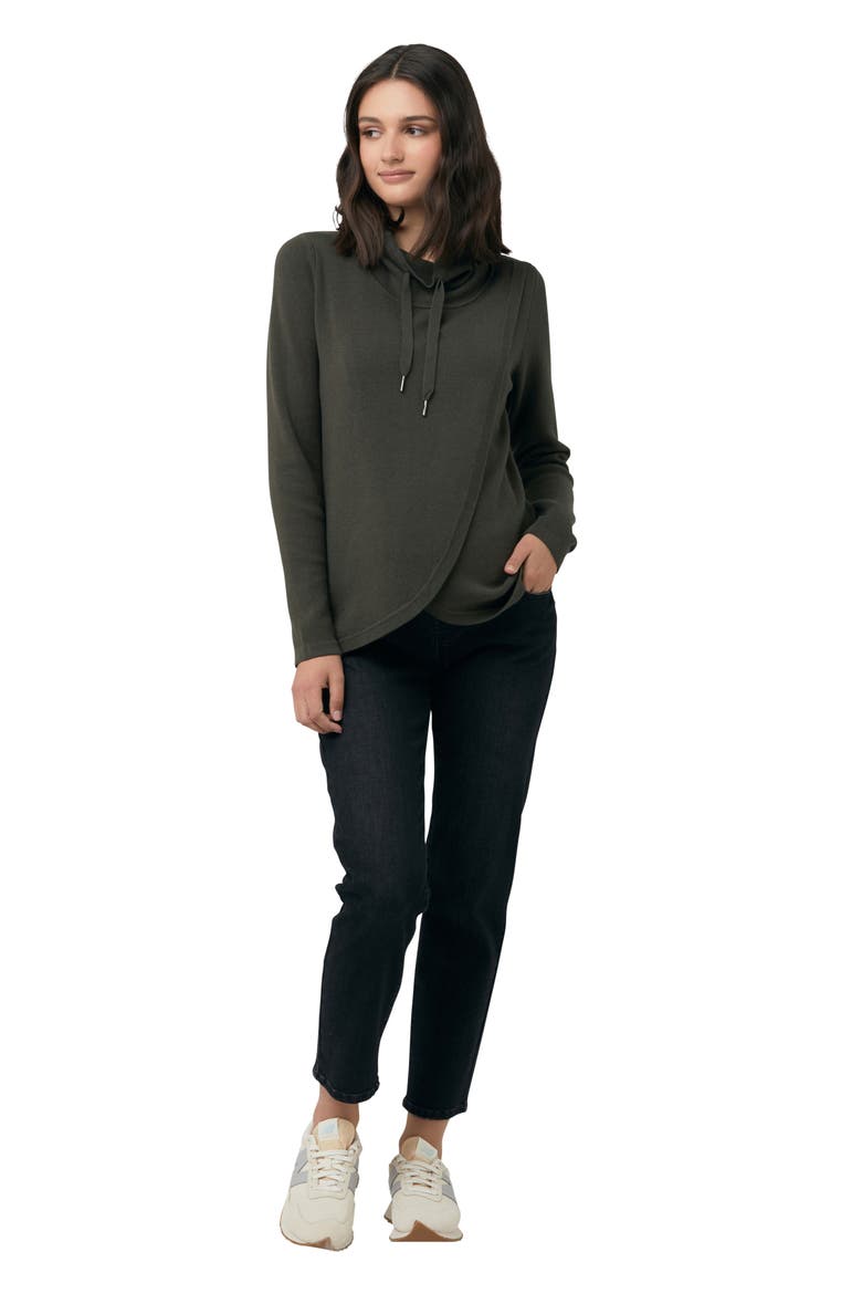 Cassie Crossover Knit Maternity Top, Alternate, color, KHAKI