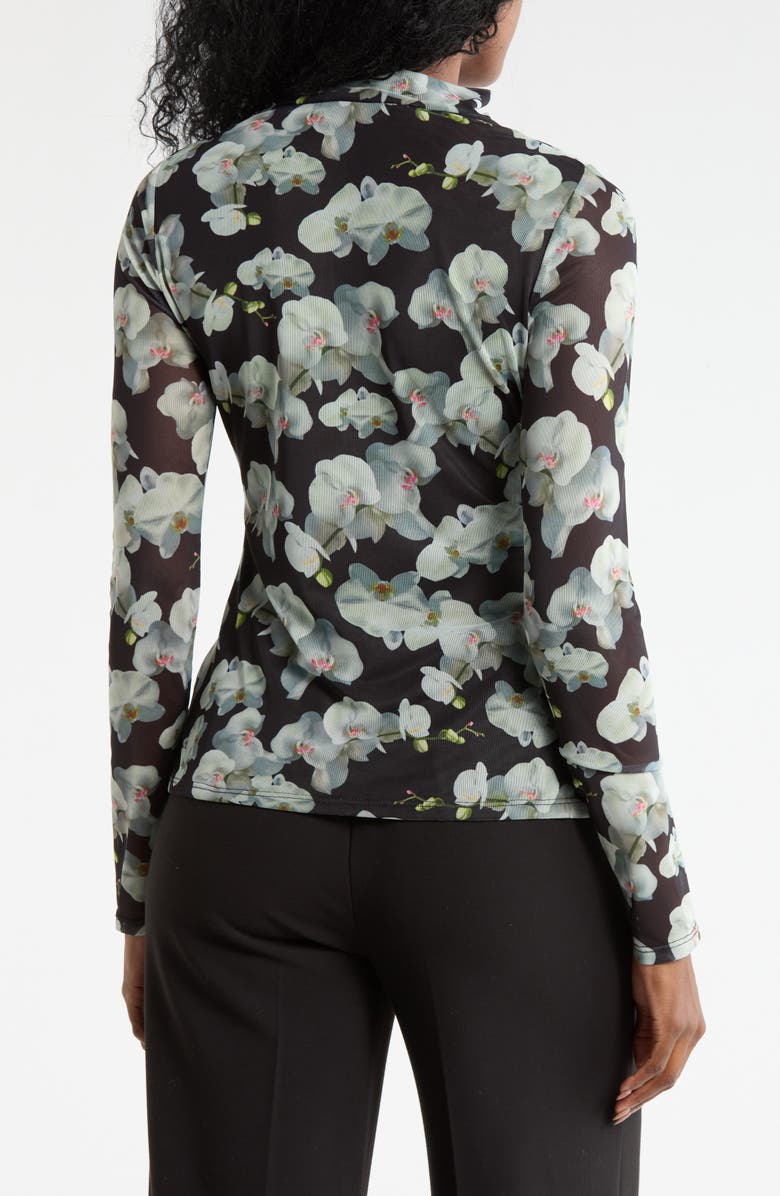 Ted Baker Mock Neck Long Sleeve Mesh Top, Alternate, color, Rich Black