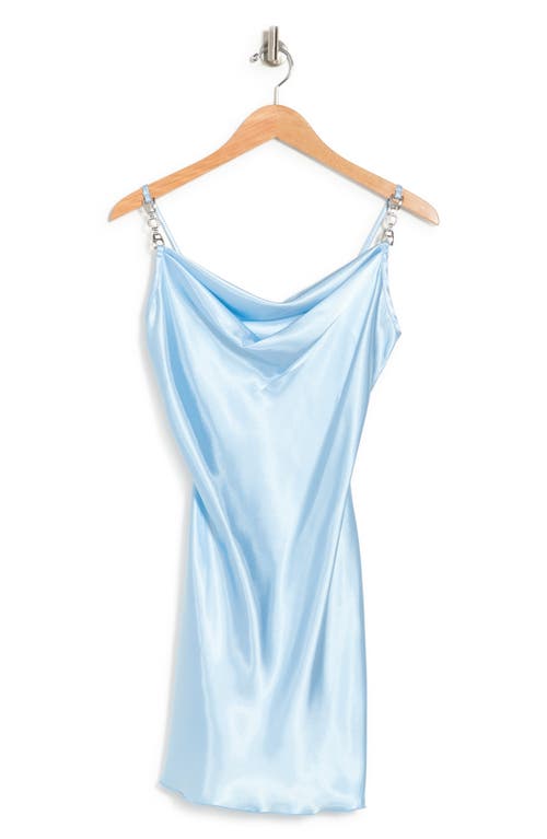 Jump Apparel Satin Cowl Neck Slip Dress In Blue