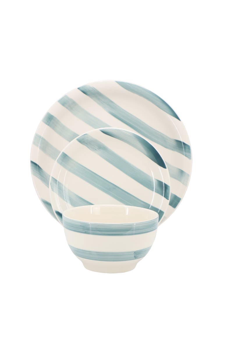 Gibson Home Kenwood Shores 12 Piece Stoneware Dinnerware Set, Alternate, color, Blue