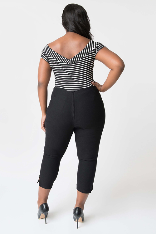 Unique Vintage Plus Size Rachelle Capri Pants In Black