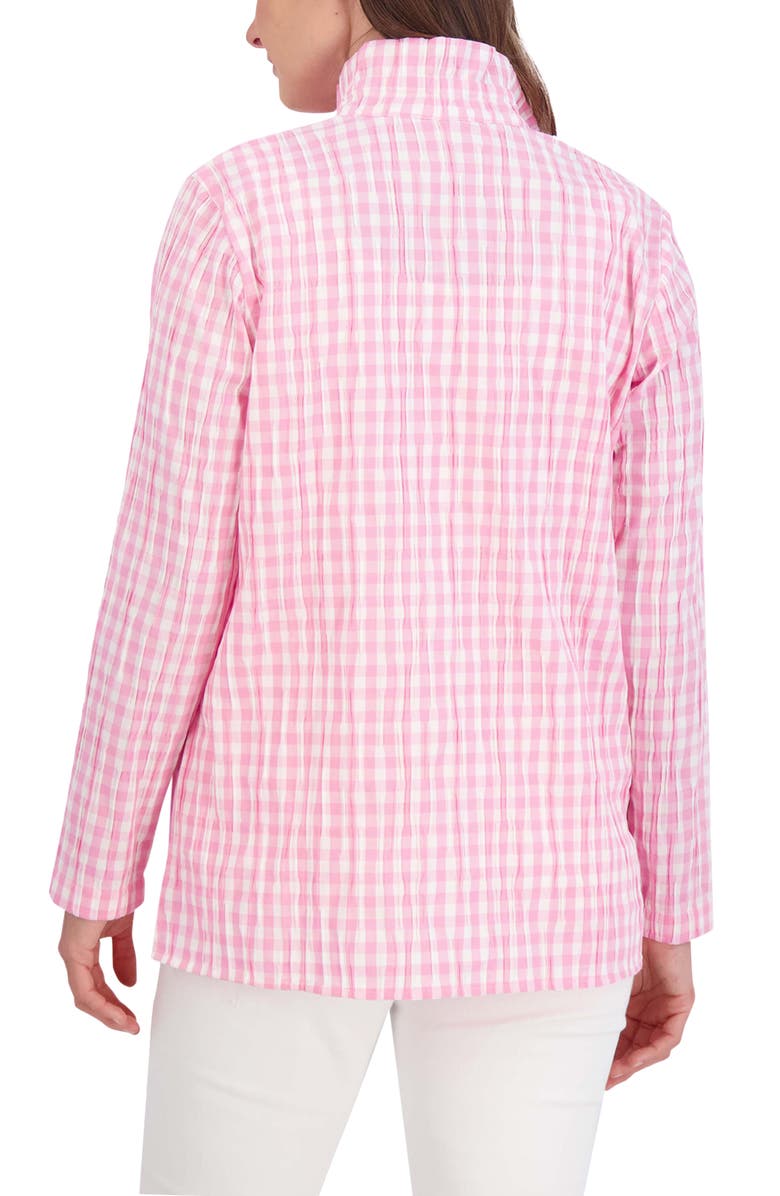 Foxcroft Carolina Crinkled Gingham Cotton Blend Button-Up Shirt, Alternate, color, 