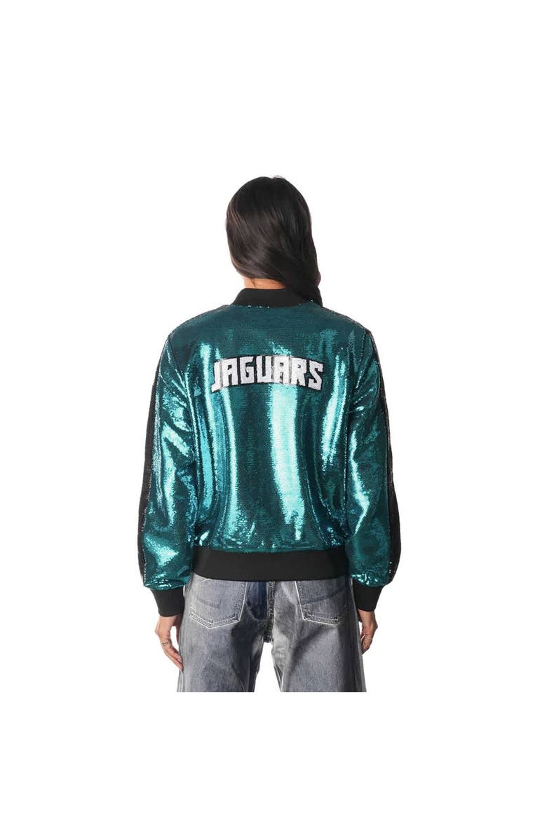 THE WILD COLLECTIVE Women's The Wild Collective  Teal Jacksonville Jaguars Sequin Full-Zip Bomber Jacket, Alternate, color, Teal