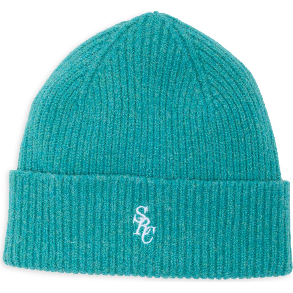 Sporty And Rich Sporty & Rich Wool & Angora Logo Beanie In Spring Green