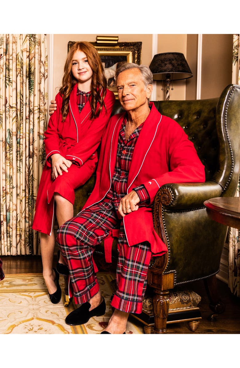 Petite Plume Cotton Flannel Robe, Alternate, color, Red