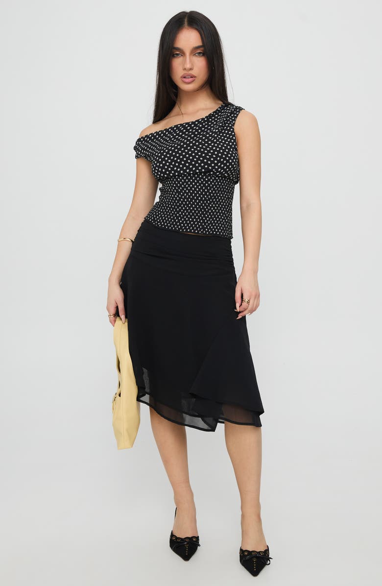 Princess Polly Evanescence Asymmetric Skirt, Alternate, color, Black