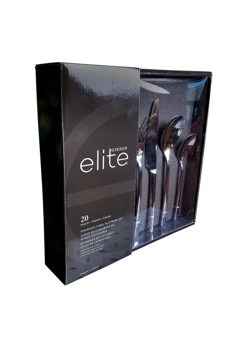 Gibson Elite Sparland 20 Piece Stainless Steel Flatware Set, Alternate, color, Silver