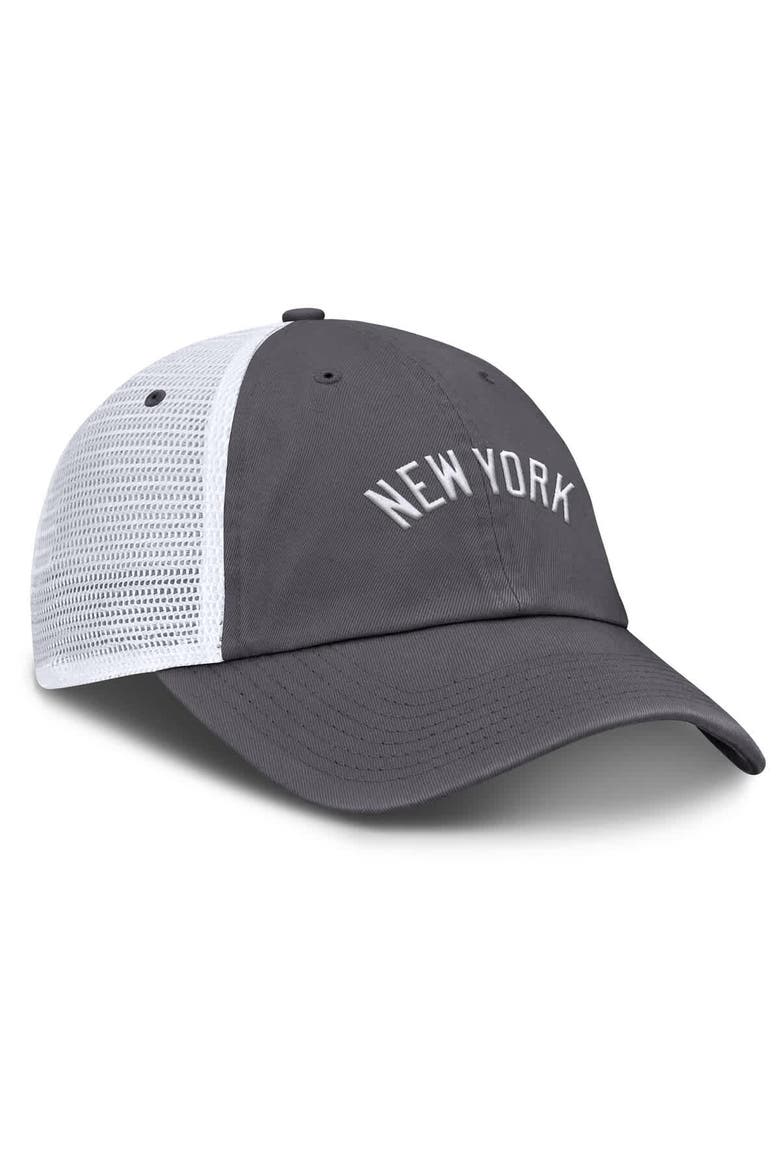 Men's Nike Gray New York Yankees Wordmark Club Adjustable Trucker Hat, Alternate, color, Gray