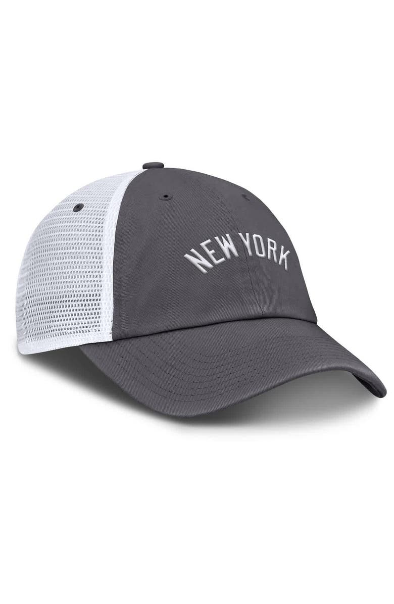 Nike Men's Nike Gray New York Yankees Wordmark Club Adjustable Trucker Hat, Alternate, color, Gray