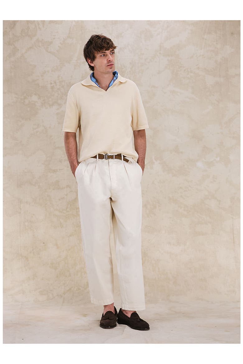Newyork Cotton Pleated Trousers, Alternate, color, OFF WHITE