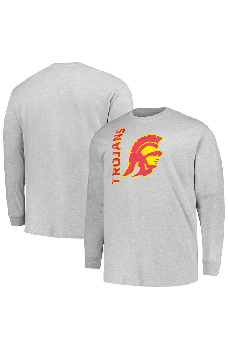 Champion Men's Champion Heather Gray USC Trojans Big & Tall Mascot Long Sleeve T-Shirt, Main, color,