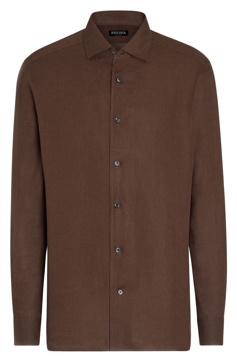 ZEGNA Oasi Linen Button-Up Shirt, Alternate, color, Ferrugine