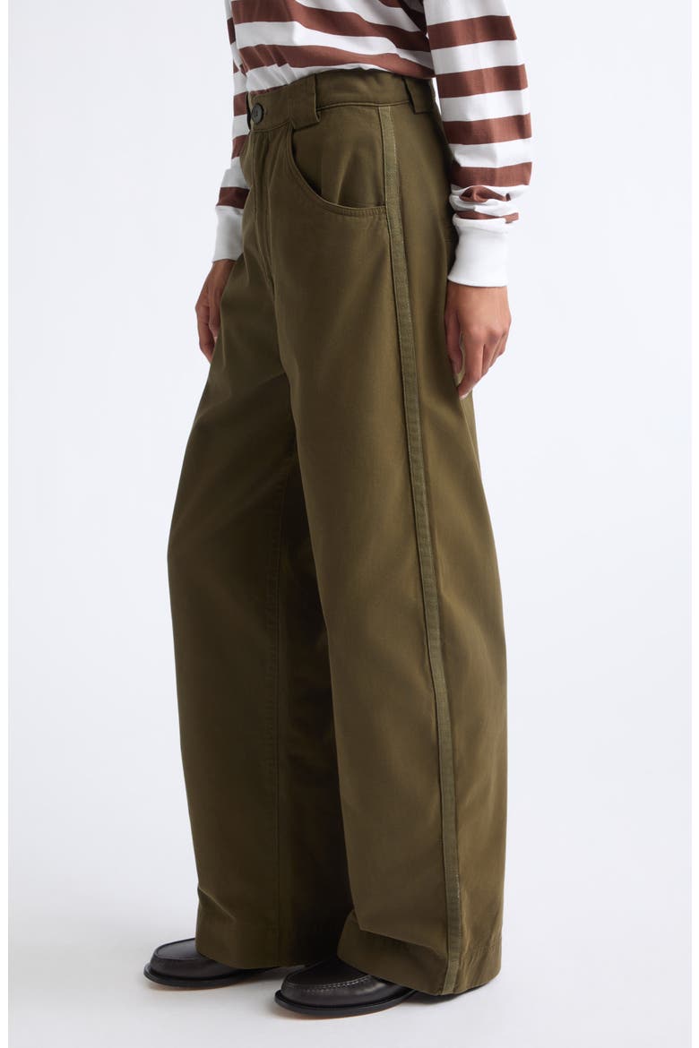 The Edit High Waist Wide Leg Cotton Trousers, Alternate, color, DUFFEL