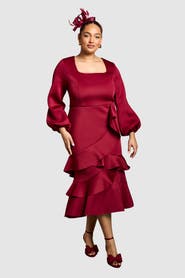 Coast Plus Square Neck Ruffle Hem Midi Dress