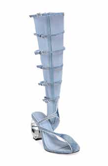 AZALEA WANG Andress Denim Knee High Sandal