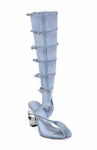 AZALEA WANG Andress Denim Knee High Sandal