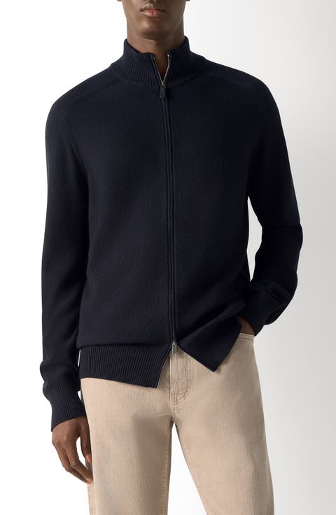Cashseta Regular Fit Cashmere & Silk Zip Cardigan