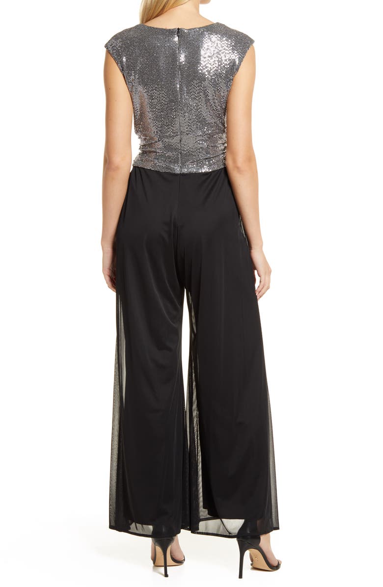 CAxLZ by Connected Apparel Jennifer Sequin & Chiffon Jumpsuit, Alternate, color,