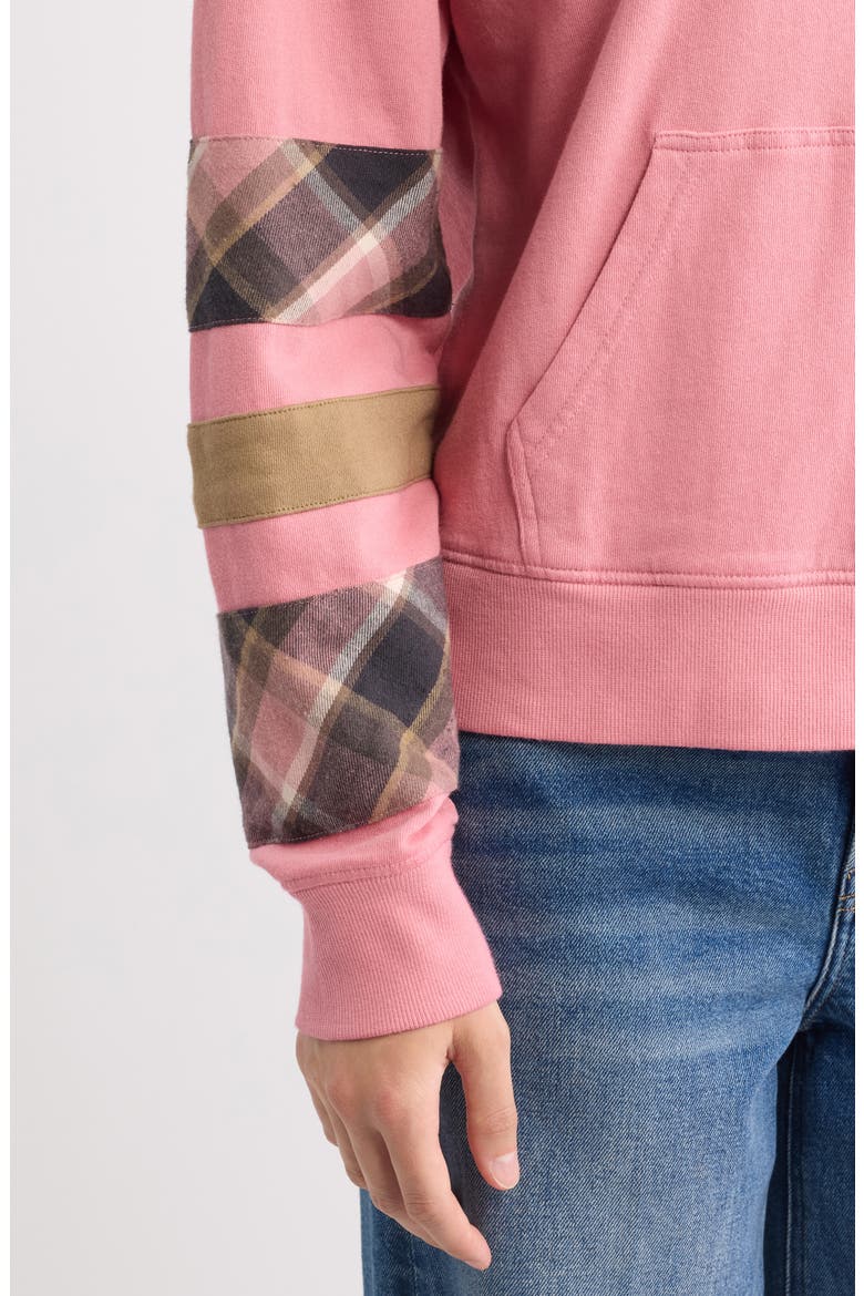 Plaid Sleeve Crewneck Sweatshirt, Alternate, color, ORCHID
