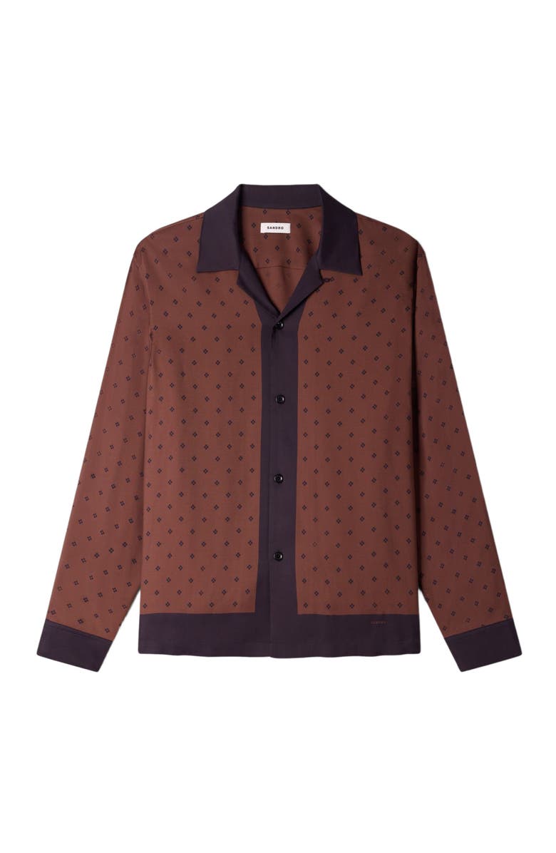 SANDRO Square Cross motif shirt, Alternate, color, Tobacco Brown