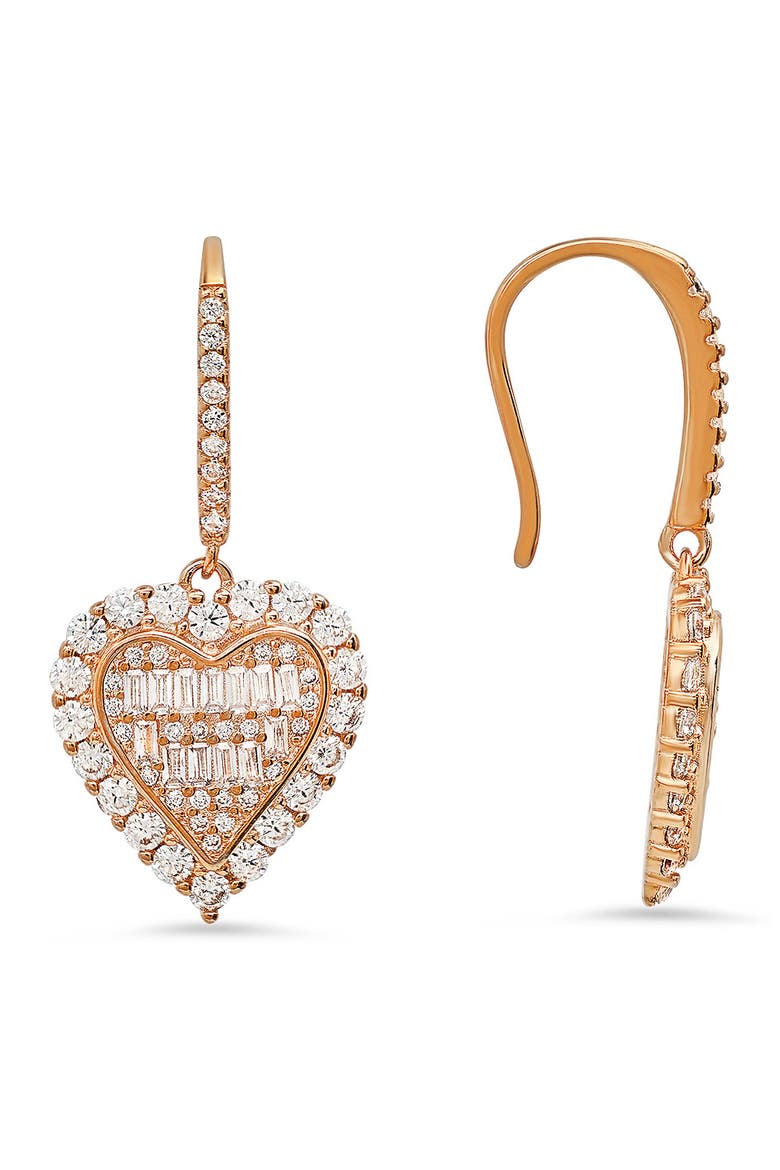 Simulated Morganite Heart Drop Earrings, Main, color, ROSE GOLD