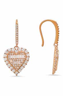 Queen Jewels Simulated Morganite Heart Drop Earrings