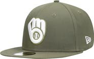 New Era Men's New Era Olive Milwaukee Brewers White Logo 59FIFTY Fitted Hat