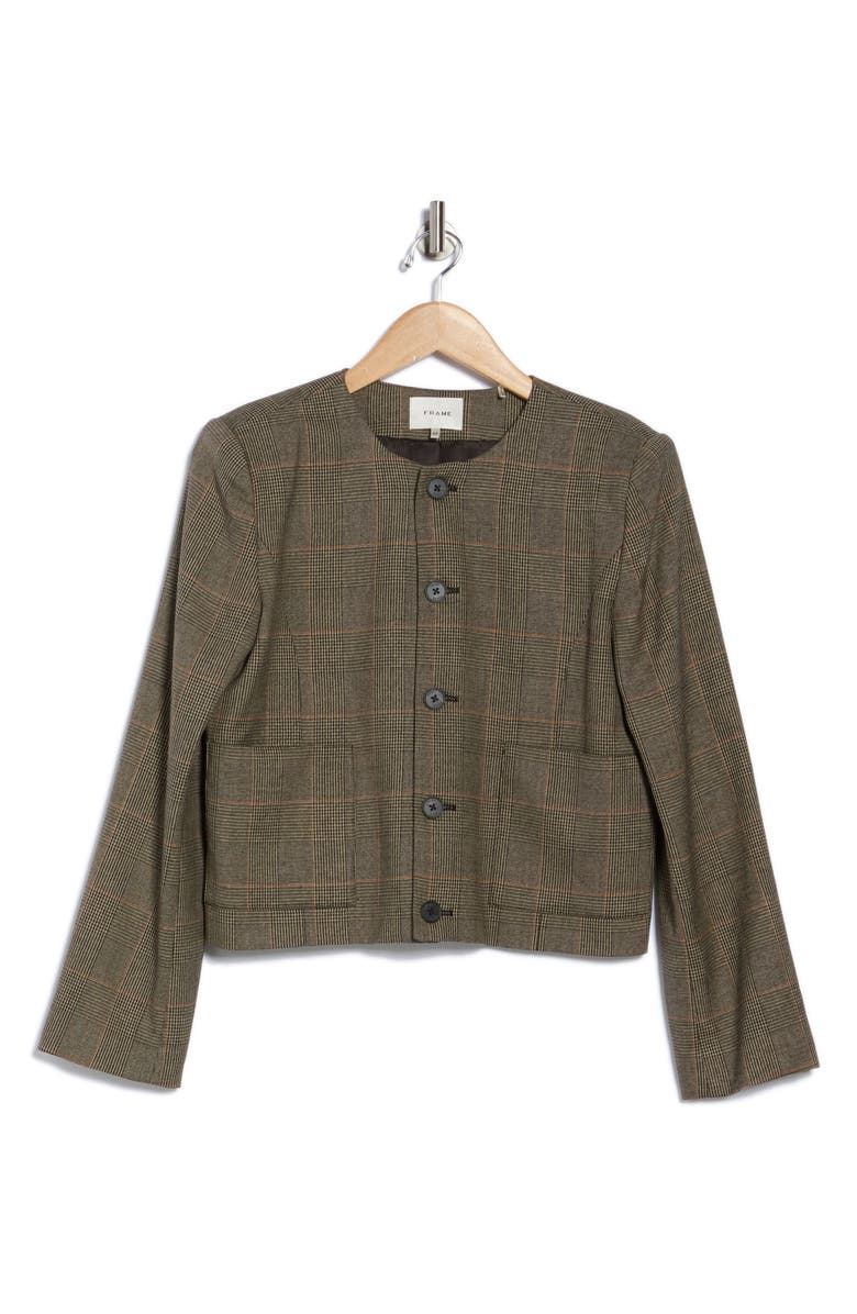 FRAME Plaid Collarless Jacket, Alternate, color, Brown Multi