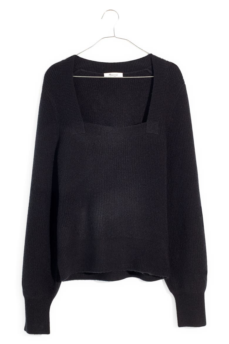 Melwood Square Neck Coziest Yarn Pullover Sweater, Alternate, color, TRUE BLACK