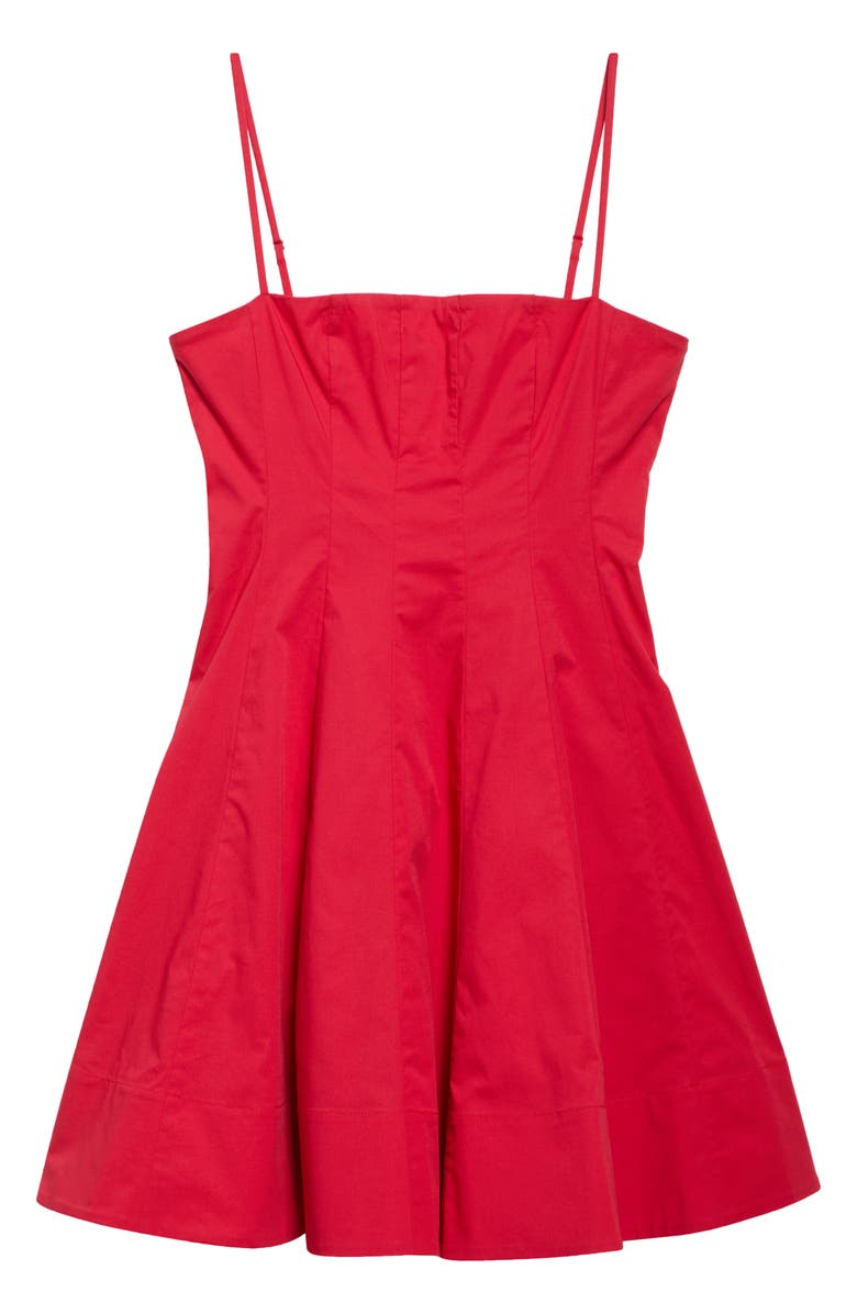 STAUD Wylie Pleated Stretch Cotton Mini Sundress, Alternate, color, Cherry