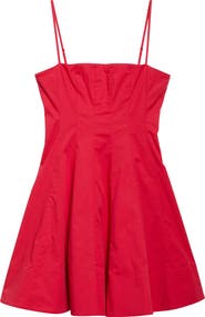 STAUD Wylie Pleated Stretch Cotton Mini Sundress
