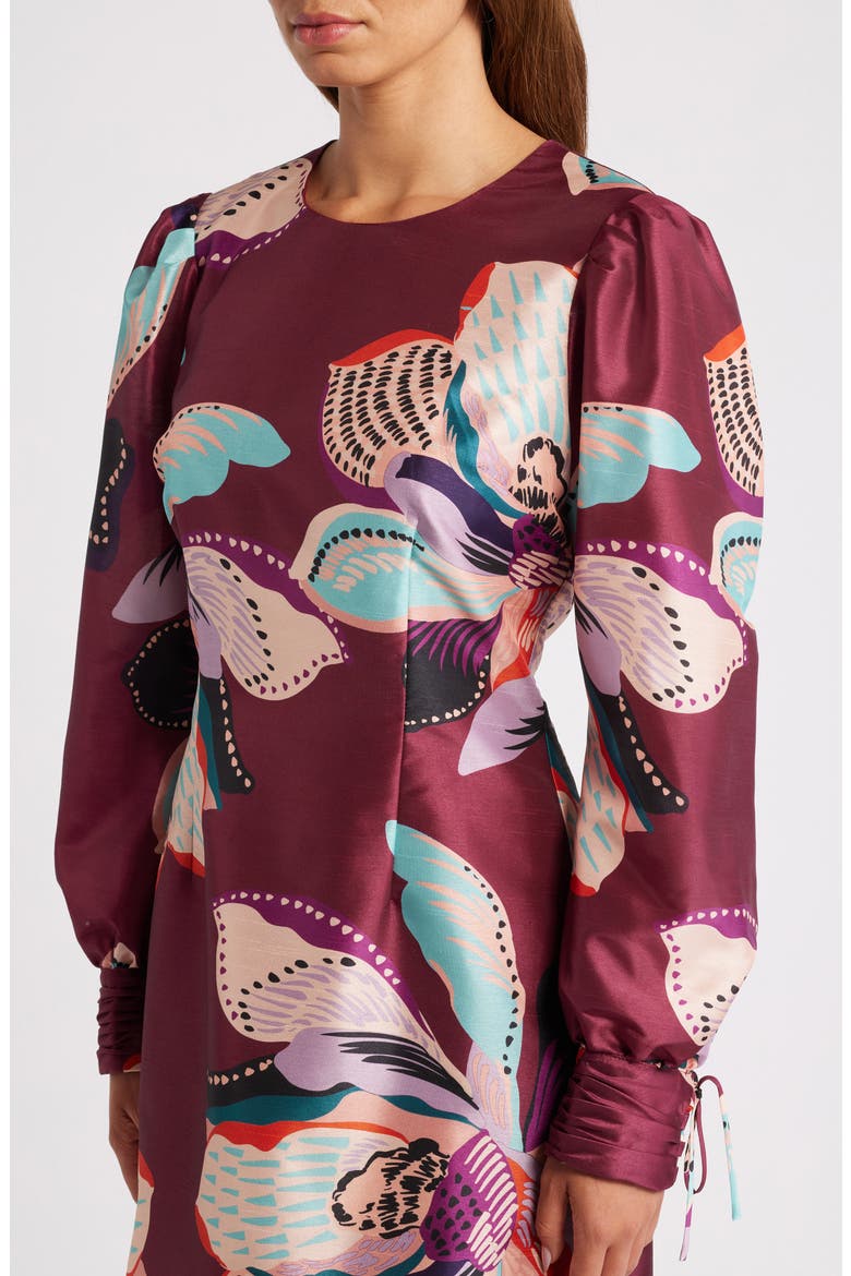 Puff Shoulder Long Sleeve Minidress, Alternate, color, PLUM FLORAL