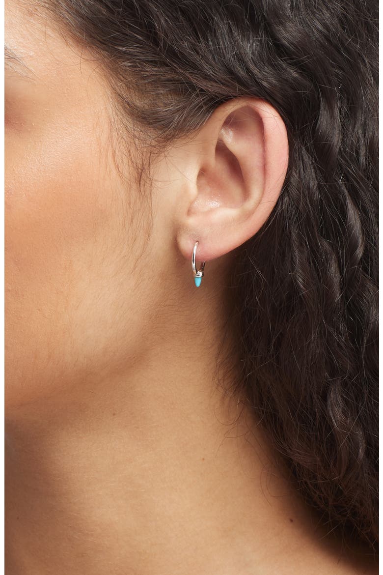 Turquoise Single Spike Hoop Earring, Alternate, color, 14K WHITE GOLD