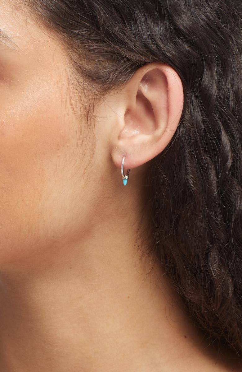 MARIA TASH Turquoise Single Spike Hoop Earring, Alternate, color, 14K White Gold