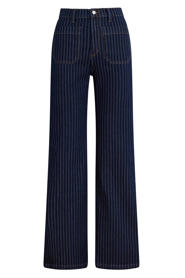 The Mia High Waist Patch Pocket Wide Leg Jeans, Alternate, color, INDIGO STRIPE