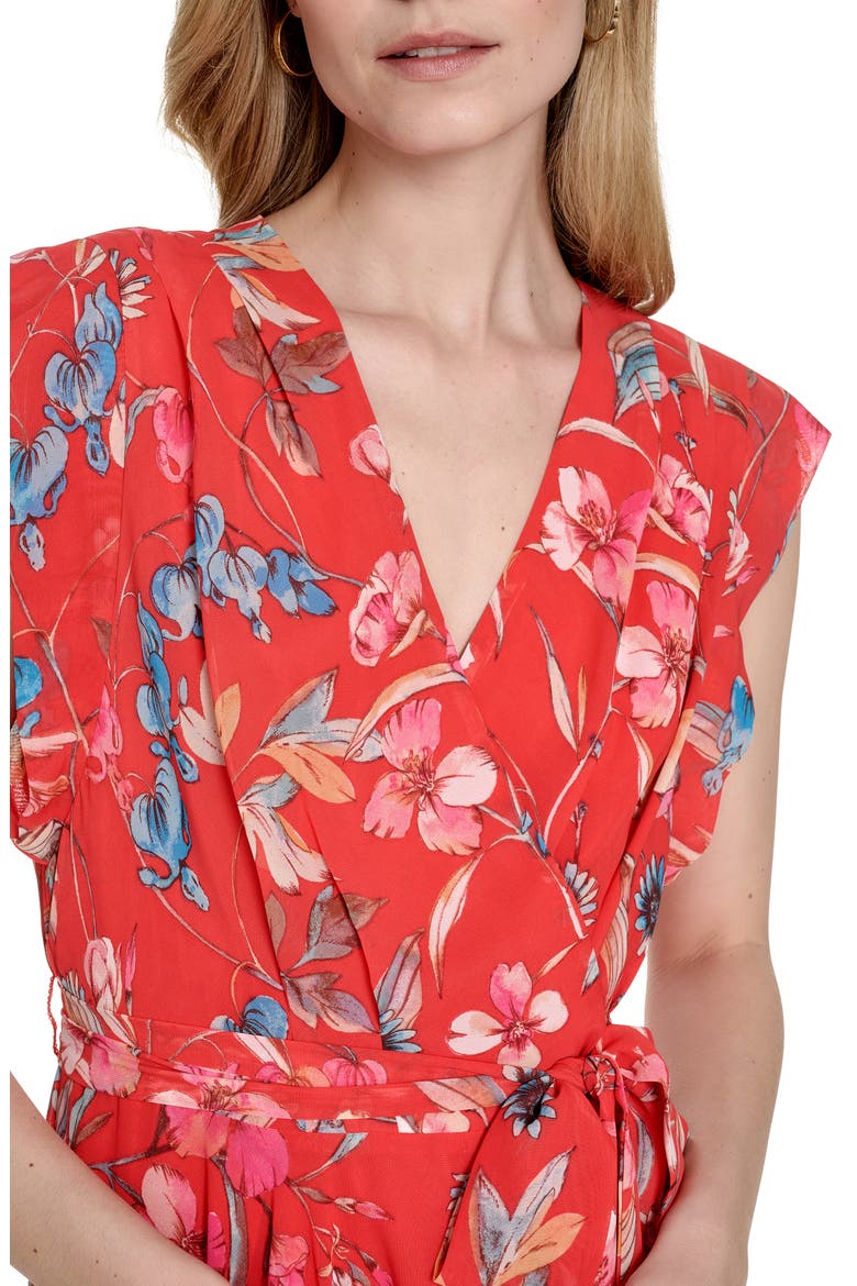Floral Surplice Neck Sleeveless High-Low Dress, Alternate, color, RED MULTI