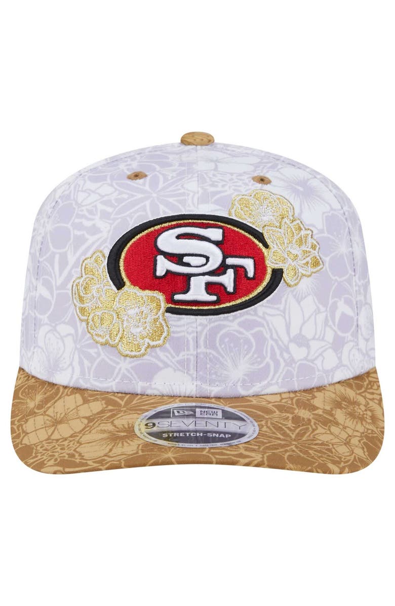 New Era Men's New Era White/Gold San Francisco 49ers AAPI Apex Collection Floral 9SEVENTY Stretch-Snap Hat, Alternate, color, White