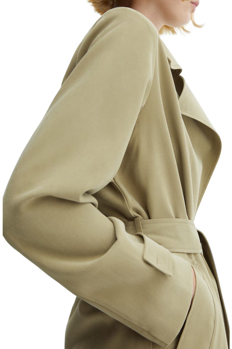Water Repellent Flowy Lapel Trench Coat, Alternate, color, KHAKI GREEN