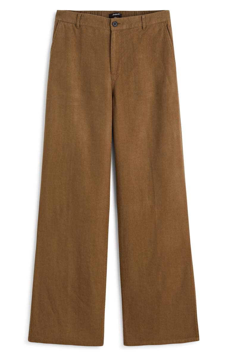 Madewell Zoe Relaxed Straight Leg Linen Pants, Alternate, color, Safari Khaki