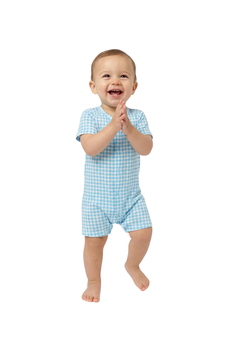 Short Sleeve and Shorts Buttery Soft Sleeper, Alternate, color, Harbor Gingham