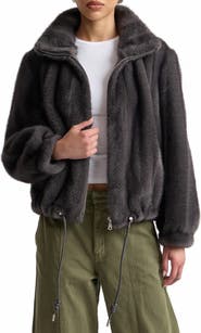 Avec Les Filles Crop Faux Fur Jacket