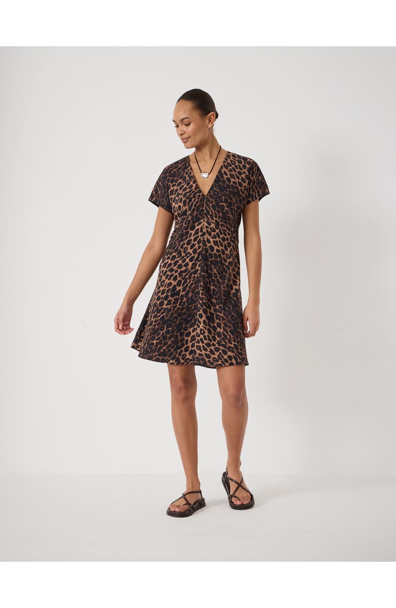 Hush Grace Air Flow V-Neck Mini Dress, Main, color, Soft Leopard