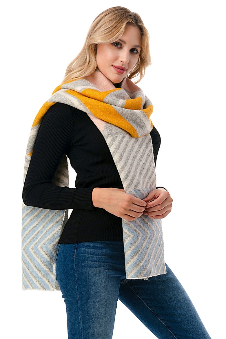 Ultra Soft Chevron Knit Scarf, Alternate, color, YELLOW