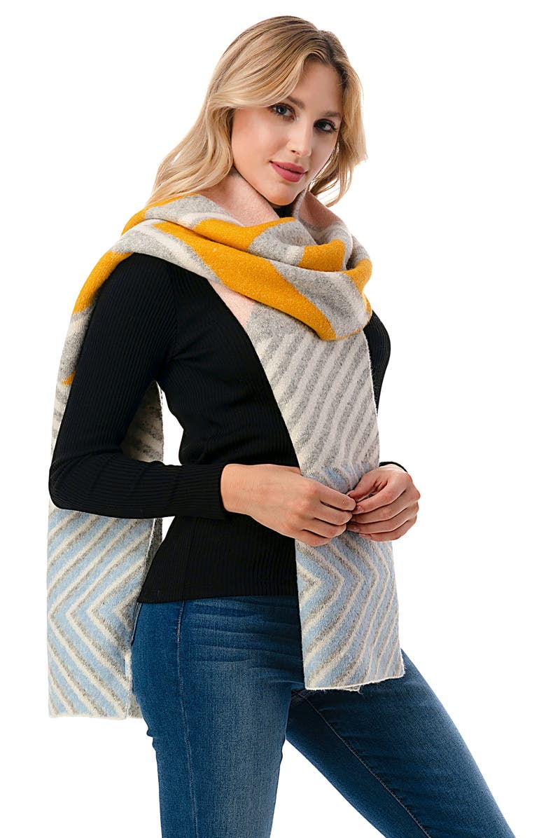 MARCUS ADLER Ultra Soft Chevron Knit Scarf, Alternate, color, Yellow