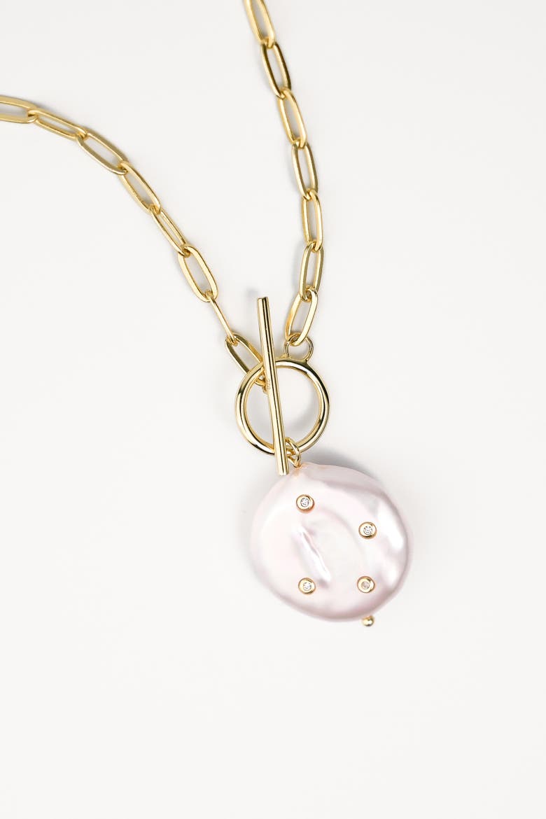 Studded Pearl Necklace, Main, color, Gold