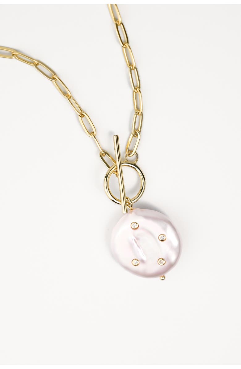 Zynnia Collective Studded Pearl Necklace, Main, color, Gold