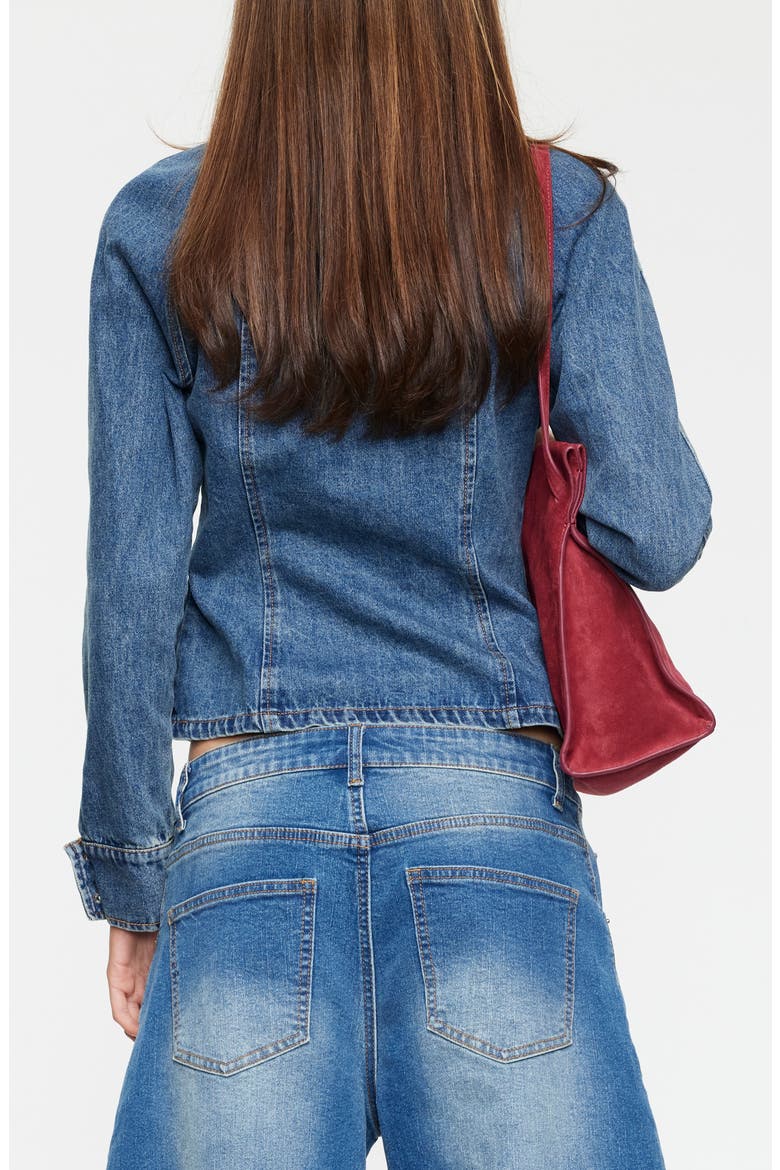 Form Double Breasted Denim Jacket, Alternate, color, MID BLUE