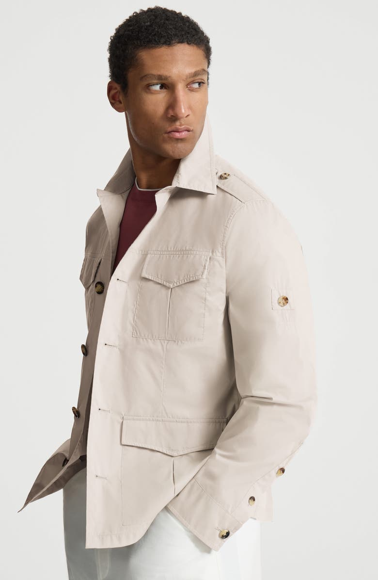 Brunello Cucinelli Water-resistant safari jacket, Alternate, color, Panama