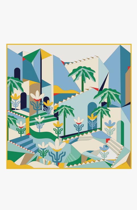 Double Sided Wool Silk Scarf Of Tropical Breeze