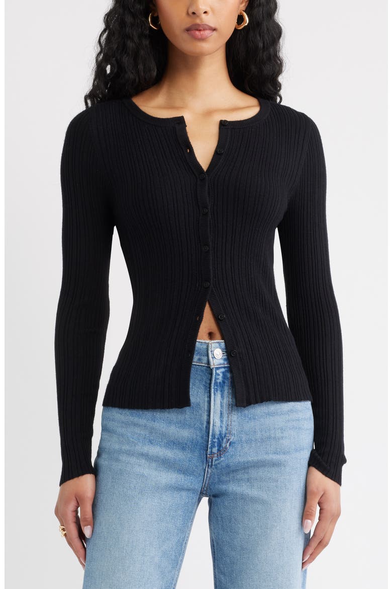 Rib Cardigan, Main, color, BLACK